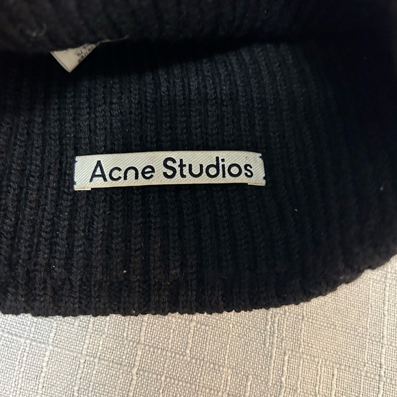 Acne Black Ribbed Beanie - Picture 2 of 2